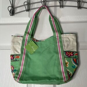 NWT Vera Bradley Floral Small Colorblock Canvas Tote Bag Tutti Frutti